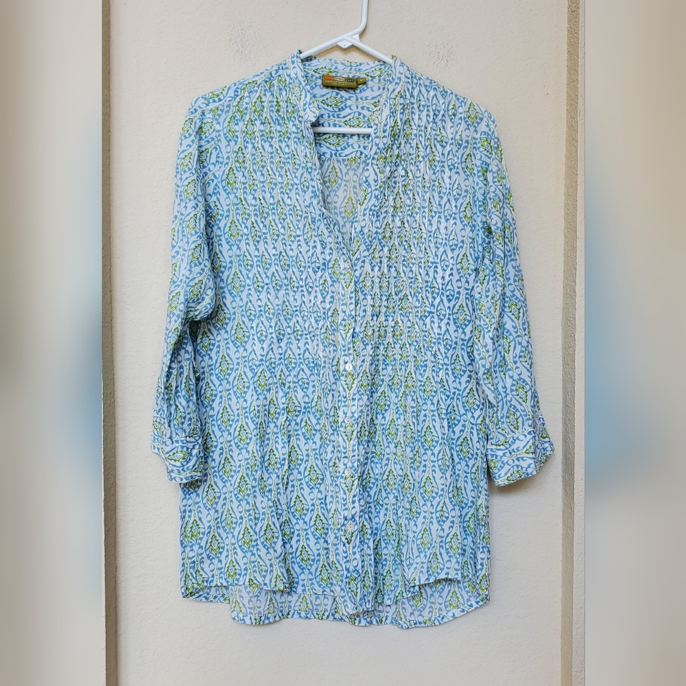 Rockflowerpaper Pintuck Floral Lightweight Tunic.  Size Large